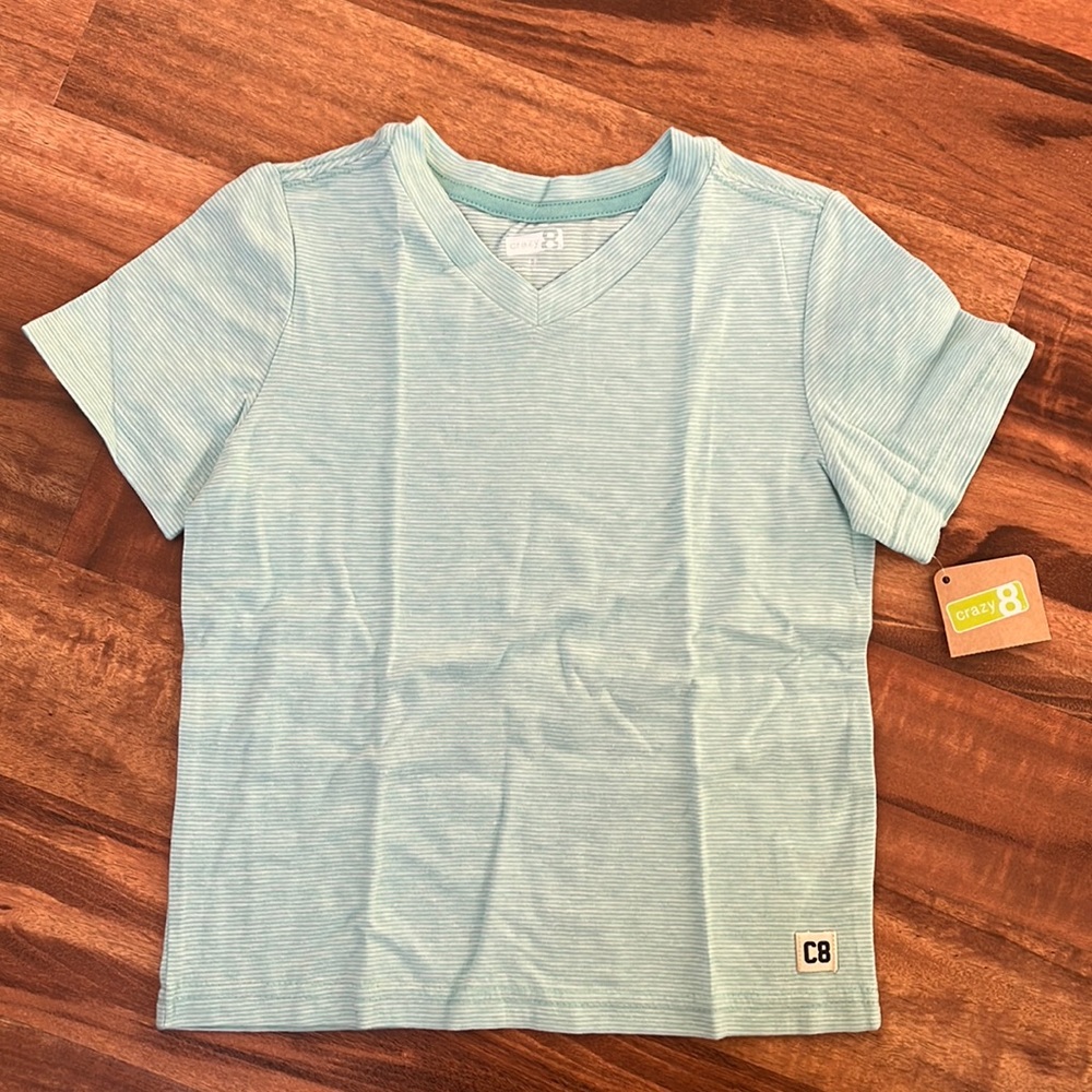 Boys crazy 8 short sleeve shirt size 4T. NWT. Light teal.